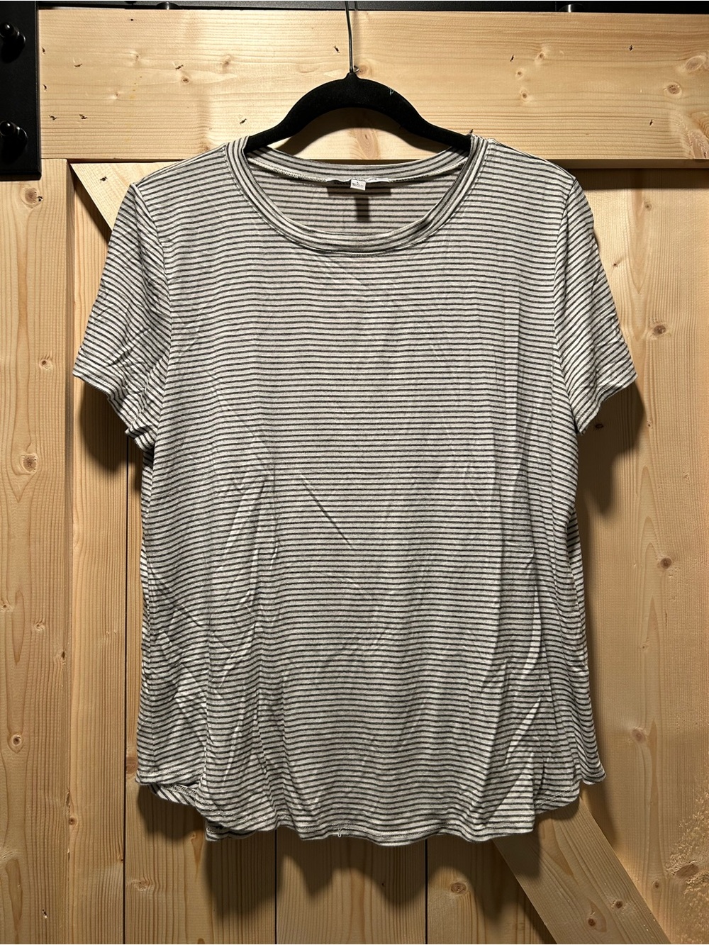Green Envelope Striped Tee - White & Black